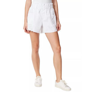 Frayed Denim Baggy Paper Bag Shorts White Size 27 0098